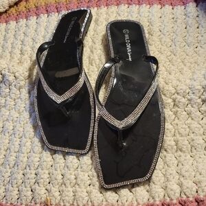 Wild Diva Black Rhinestone Women's Sandals